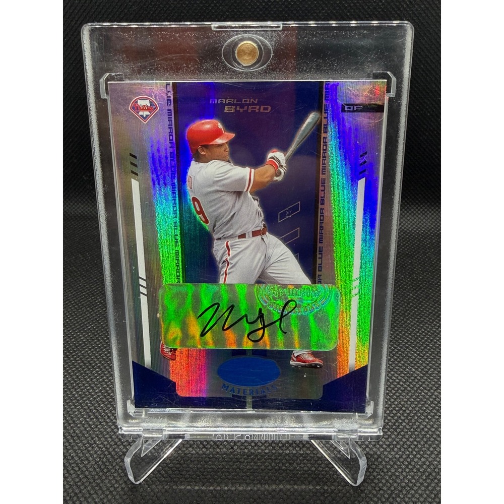 Marlon Byrd 2004 Leaf Certified Materials Blue Mirror Auto Patch 95/100 Phillies